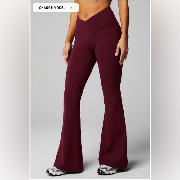 NWT- Fabletics HW Crossover Flare -MERLOT (32”) REGULAR INSEAM - Picture 8 of 12